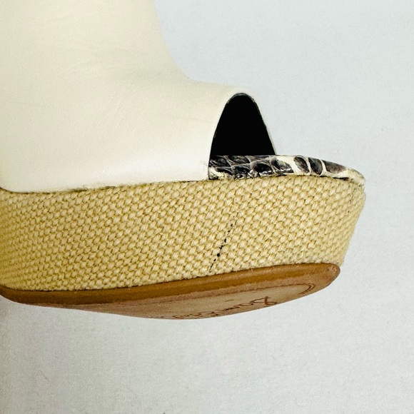 SAM EDELMAN Kylie Cream Leather Platform Espadrille style wedge heels, Size 7 - Picture 11 of 16